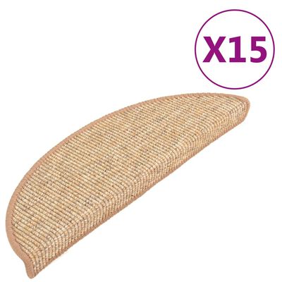 vidaXL Selvklebende trappematter 15 stk 56x17x3 cm lysebrun