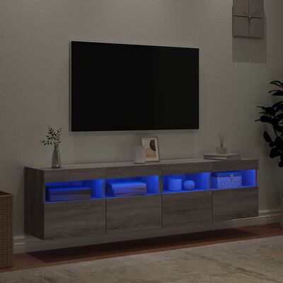 vidaXL TV-benker med LED-lys 2 stk grå sonoma 80x30x40 cm