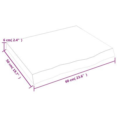 vidaXL Bordplate lysebrun 60x50x(2-6) cm behandlet heltre eik