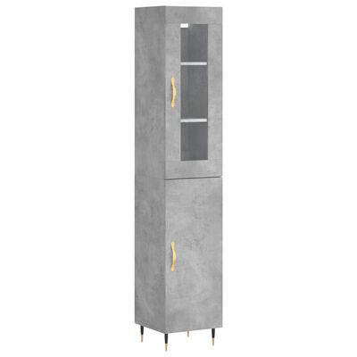 vidaXL Highboard betonggrå 34,5x34x180 cm konstruert tre