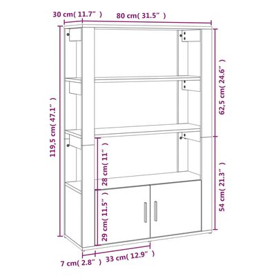 vidaXL Skjenk svart 80x30x119,5 cm konstruert tre