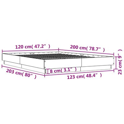 vidaXL Sengeramme med LED-lys sonoma eik 120x200 cm