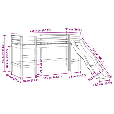 vidaXL Køyeseng for barn med tunnel blå 80x200 cm heltre furu