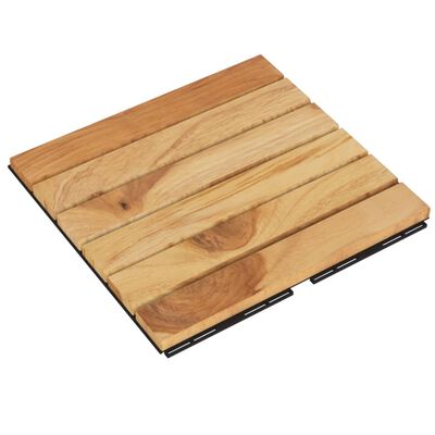 vidaXL Terrassefliser 10 stk 30x30 cm heltre teak vertikalt mønster