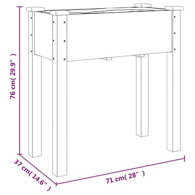 vidaXL Plantekasse med foring grå 71x37x76 cm heltre gran