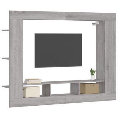 vidaXL TV-benk grå sonoma 152x22x113 cm konstruert tre