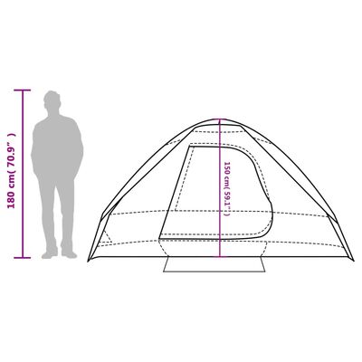 vidaXL Kuppeltelt for camping 4 personer hvit blendingsstoff vanntett