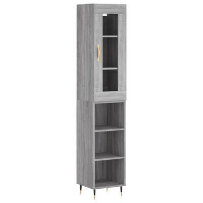 vidaXL Highboard grå sonoma 34,5x34x180 cm konstruert tre