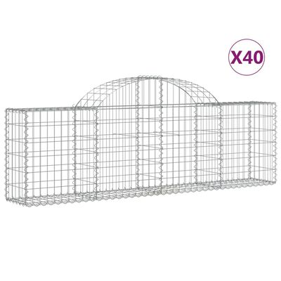 vidaXL Gabionkurver buede 40 stk 200x30x60/80 cm galvanisert jern