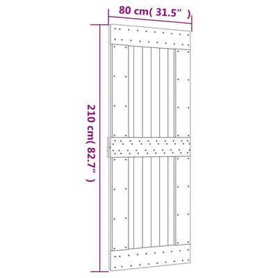 vidaXL Skyvedør med monteringstilbehør 80x210 cm heltre furu