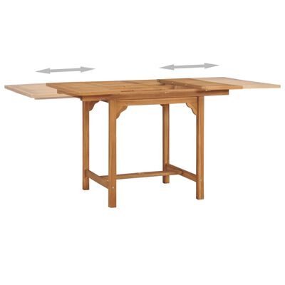 vidaXL Uttrekkbart hagebord (110-160)x80x75 cm heltre teak