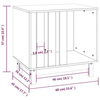 vidaXL Hundehus hvit 60x45x57 cm heltre furu