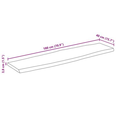 vidaXL Bordplate 180x40x3,8 cm naturlig kant heltre mango