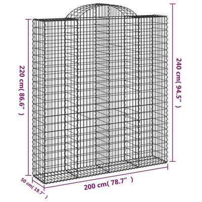 vidaXL Gabionkurver buede 10 stk 200x50x220/240 cm galvanisert jern