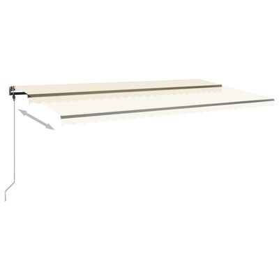 vidaXL Manuell uttrekkbar markise med LED 600x350 cm kremhvit