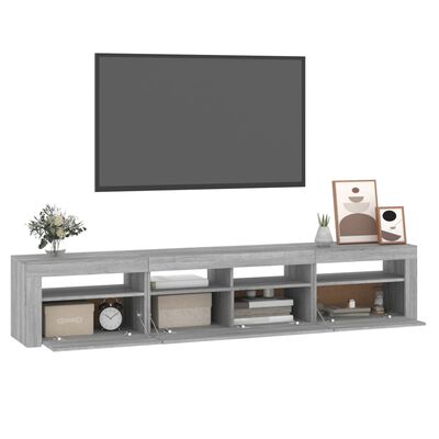 vidaXL TV-benk med LED-lys grå sonoma 210x35x40 cm