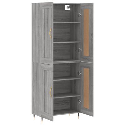 vidaXL Highboard grå sonoma 69,5x34x180 cm konstruert tre