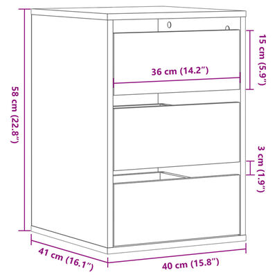 vidaXL Kommode svart 40x41x58 cm konstruert tre