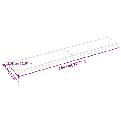 vidaXL Benkeplate til bad 180x30x4 cm ubehandlet heltre