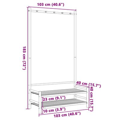 vidaXL Klesstativ med hyller 103x40x183 cm bambus