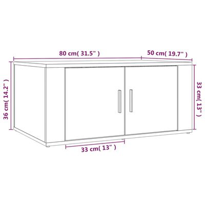 vidaXL Salongbord svart 80x50x36 cm konstruert tre