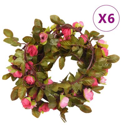 vidaXL Blomsterkranser for jul 6 stk rose 215 cm