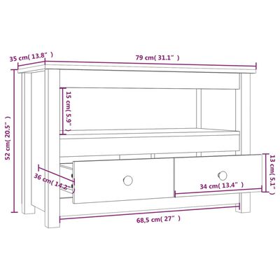 vidaXL TV-benk 79x35x52 cm heltre furu