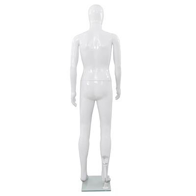 vidaXL Full-body mannlig utstillingsdukke med glass base hvit 185 cm