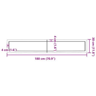 vidaXL Benkeplate til bad 180x30x(2-6) cm ubehandlet heltre