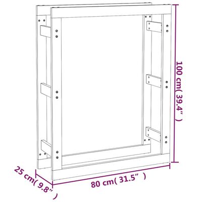 vidaXL Vedstativ grå 80x25x100 cm heltre furu