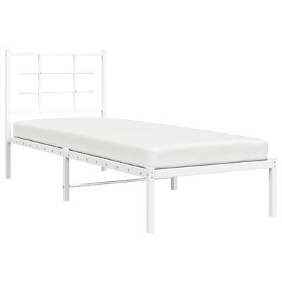 vidaXL Sengeramme i metall uten madrass med hodegavl hvit 75x190 cm