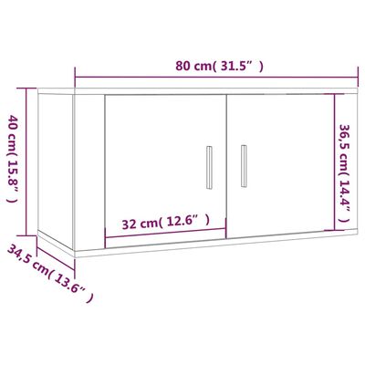 vidaXL Vegghengte TV-benker 2 stk betonggrå 80x34,5x40 cm