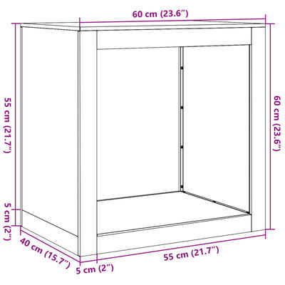 vidaXL Vedstativ hvit 60x40x60 cm stål