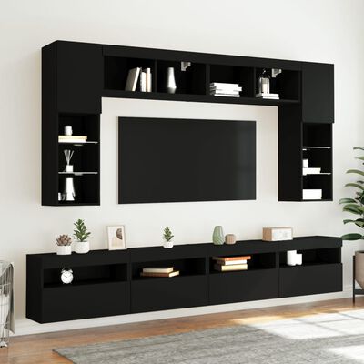 vidaXL Vegghengte TV-benker med LED 2 stk svart 60x30x40 cm