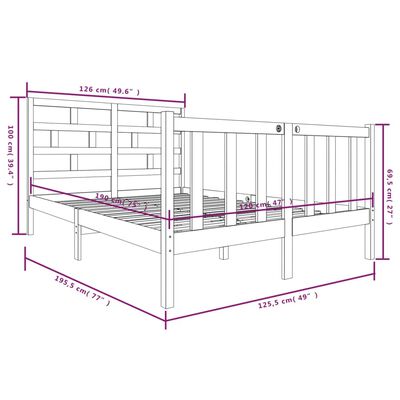 vidaXL Sengeramme heltre furu 120x190 cm Small Double