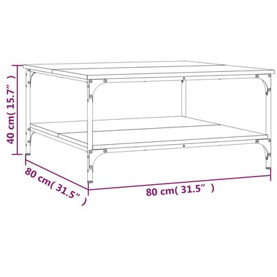 vidaXL Salongbord brun eik 80x80x40 cm konstruert tre