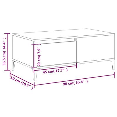 vidaXL Salongbord betonggrå 90x50x36,5 cm konstruert tre