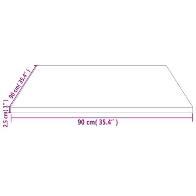 vidaXL Bordplate hvit 90x90x2,5 cm heltre furu rektangulær