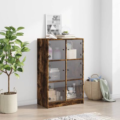 vidaXL Highboard med dører røkt eik 68x37x109 cm konstruert tre