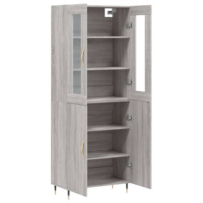 vidaXL Highboard grå sonoma 69,5x34x180 cm konstruert tre