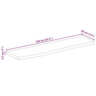 vidaXL Bordplate med naturlig kant 120x20x2,5 cm heltre mango