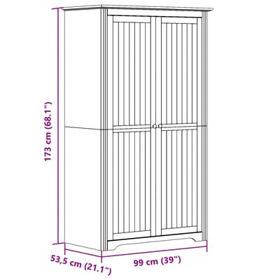 vidaXL Garderobe BODO hvit 99x53,5x173 cm heltre furu