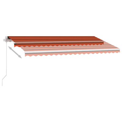 vidaXL Manuell uttrekkbar markise med LED 450x350 cm oransje og brun