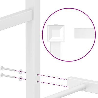 vidaXL Sengeramme i metall med sengegavl hvit 200x200 cm