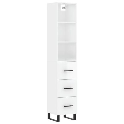 vidaXL Highboard høyglans hvit 34,5x34x180 cm konstruert tre