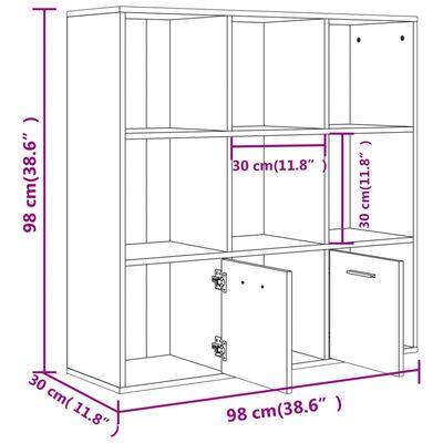 vidaXL Bokhylle betonggrå 98x30x98 cm konstruert tre