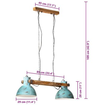 vidaXL Hengelampe 25 W denimblå 85x28x109 cm E27