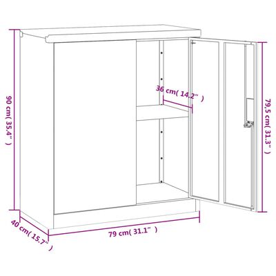 vidaXL Arkivskap svart 79x40x90 cm stål