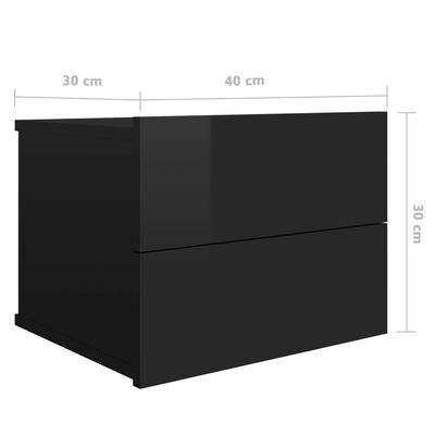 vidaXL Nattbord 2 stk høyglans svart 40x30x30 cm konstruert tre