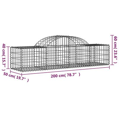 vidaXL Gabionkurver buede 5 stk 200x50x40/60 cm galvanisert jern